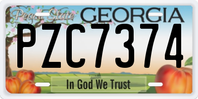 GA license plate PZC7374