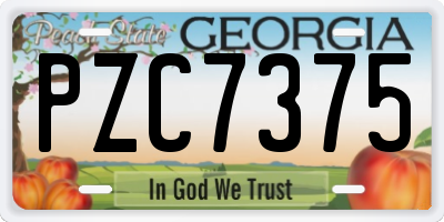 GA license plate PZC7375