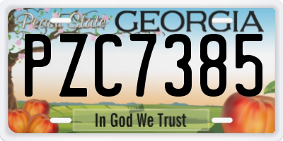 GA license plate PZC7385