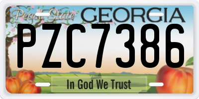 GA license plate PZC7386