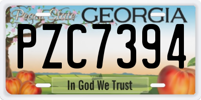 GA license plate PZC7394