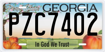 GA license plate PZC7402