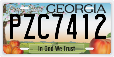 GA license plate PZC7412