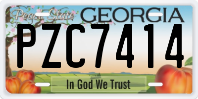 GA license plate PZC7414