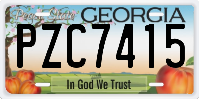 GA license plate PZC7415