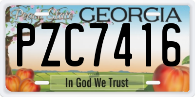 GA license plate PZC7416