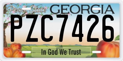 GA license plate PZC7426