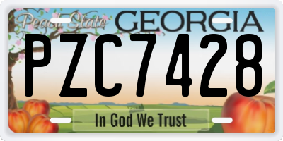 GA license plate PZC7428