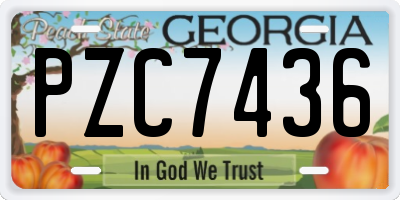 GA license plate PZC7436