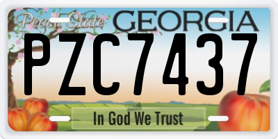 GA license plate PZC7437