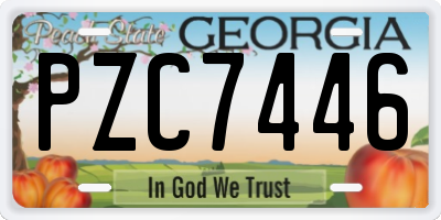 GA license plate PZC7446