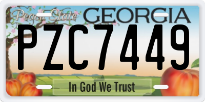 GA license plate PZC7449