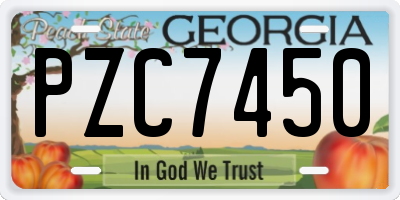 GA license plate PZC7450