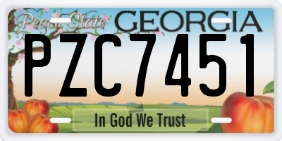 GA license plate PZC7451