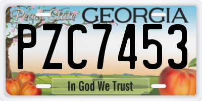 GA license plate PZC7453