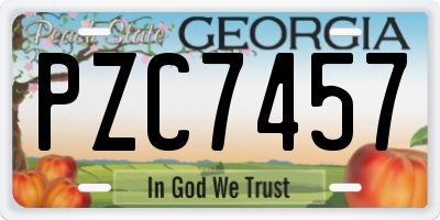GA license plate PZC7457