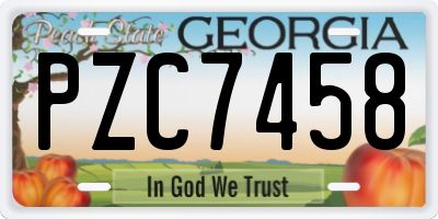 GA license plate PZC7458