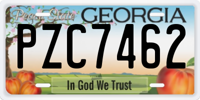 GA license plate PZC7462