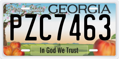 GA license plate PZC7463