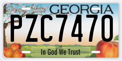 GA license plate PZC7470