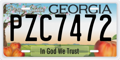 GA license plate PZC7472
