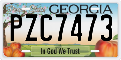 GA license plate PZC7473