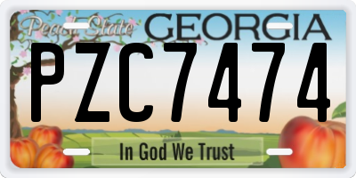 GA license plate PZC7474