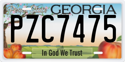 GA license plate PZC7475
