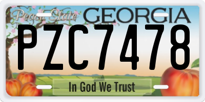 GA license plate PZC7478