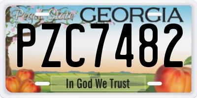 GA license plate PZC7482