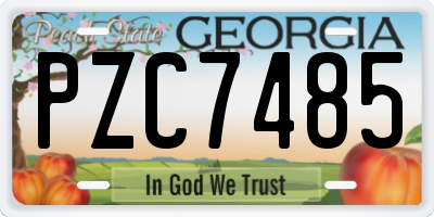 GA license plate PZC7485