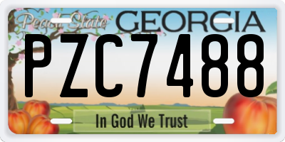 GA license plate PZC7488