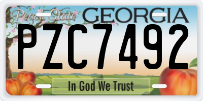 GA license plate PZC7492