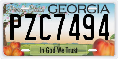 GA license plate PZC7494