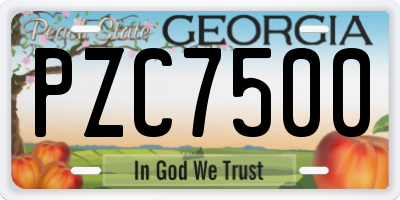 GA license plate PZC7500