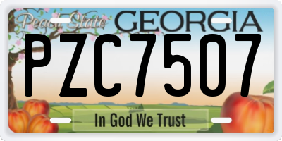 GA license plate PZC7507