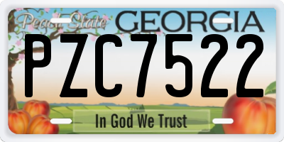 GA license plate PZC7522