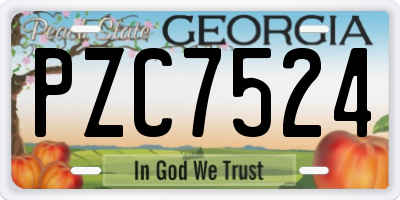 GA license plate PZC7524