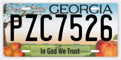 GA license plate PZC7526
