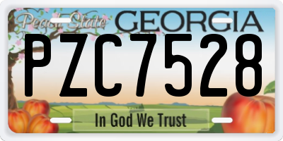 GA license plate PZC7528
