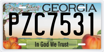 GA license plate PZC7531