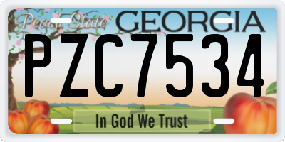 GA license plate PZC7534