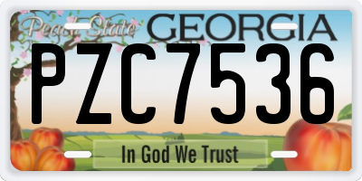 GA license plate PZC7536
