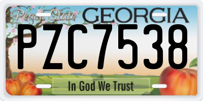 GA license plate PZC7538