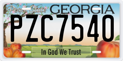 GA license plate PZC7540