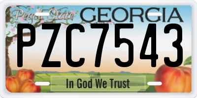 GA license plate PZC7543