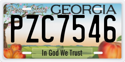 GA license plate PZC7546