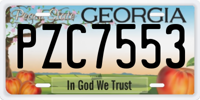 GA license plate PZC7553