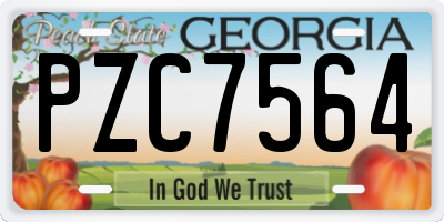 GA license plate PZC7564