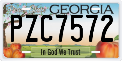 GA license plate PZC7572